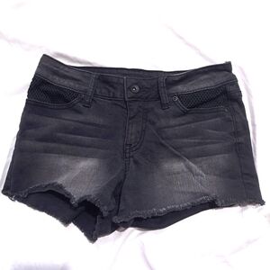 Black heart | Black/ grey with mesh details women's jean short shorts low rise